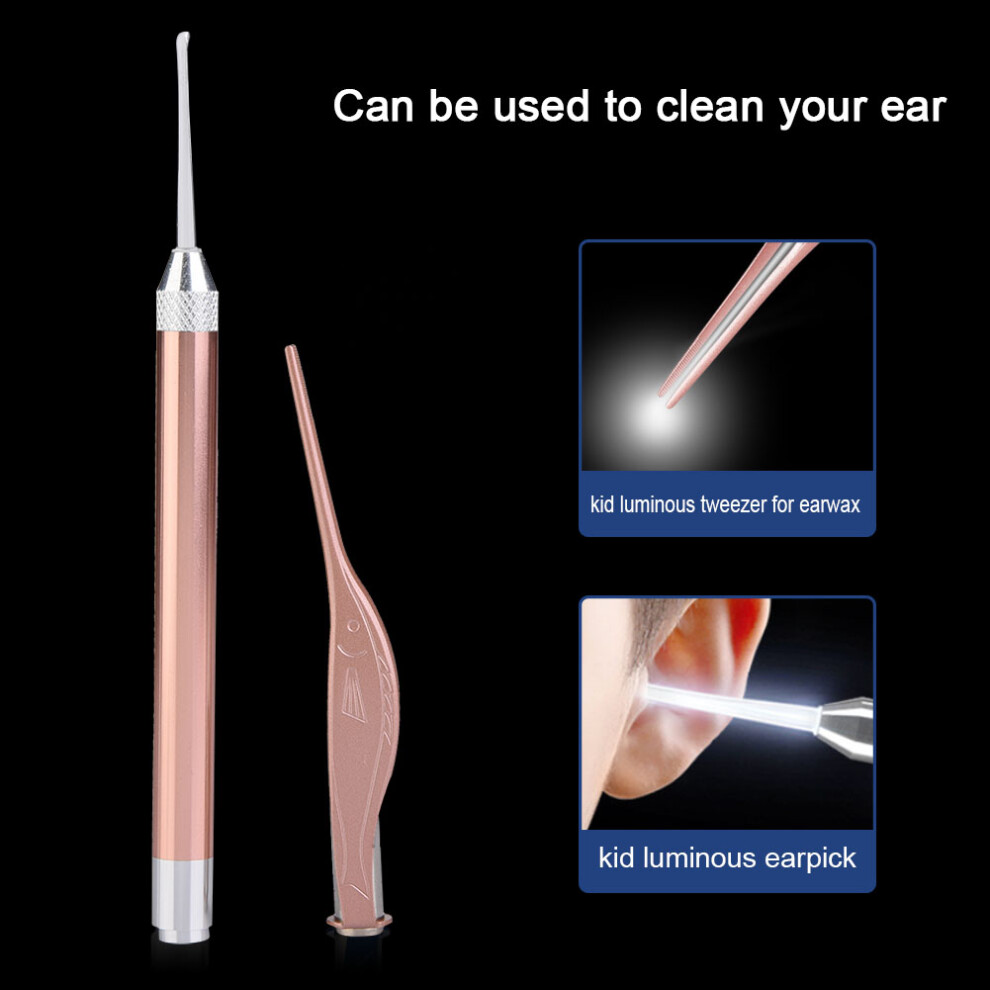 Stainless Steel Luminous Tweezer & Earpick Set For Kids - Rose Unisex Kids Gold