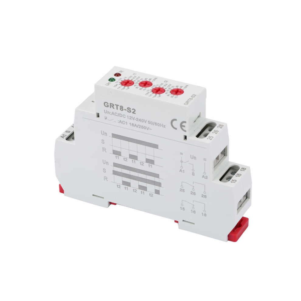 Grt8-S2 Compact Cycle Timer On/Off Repeat Time Relay 12-240V Ac/Dc 8431362595460