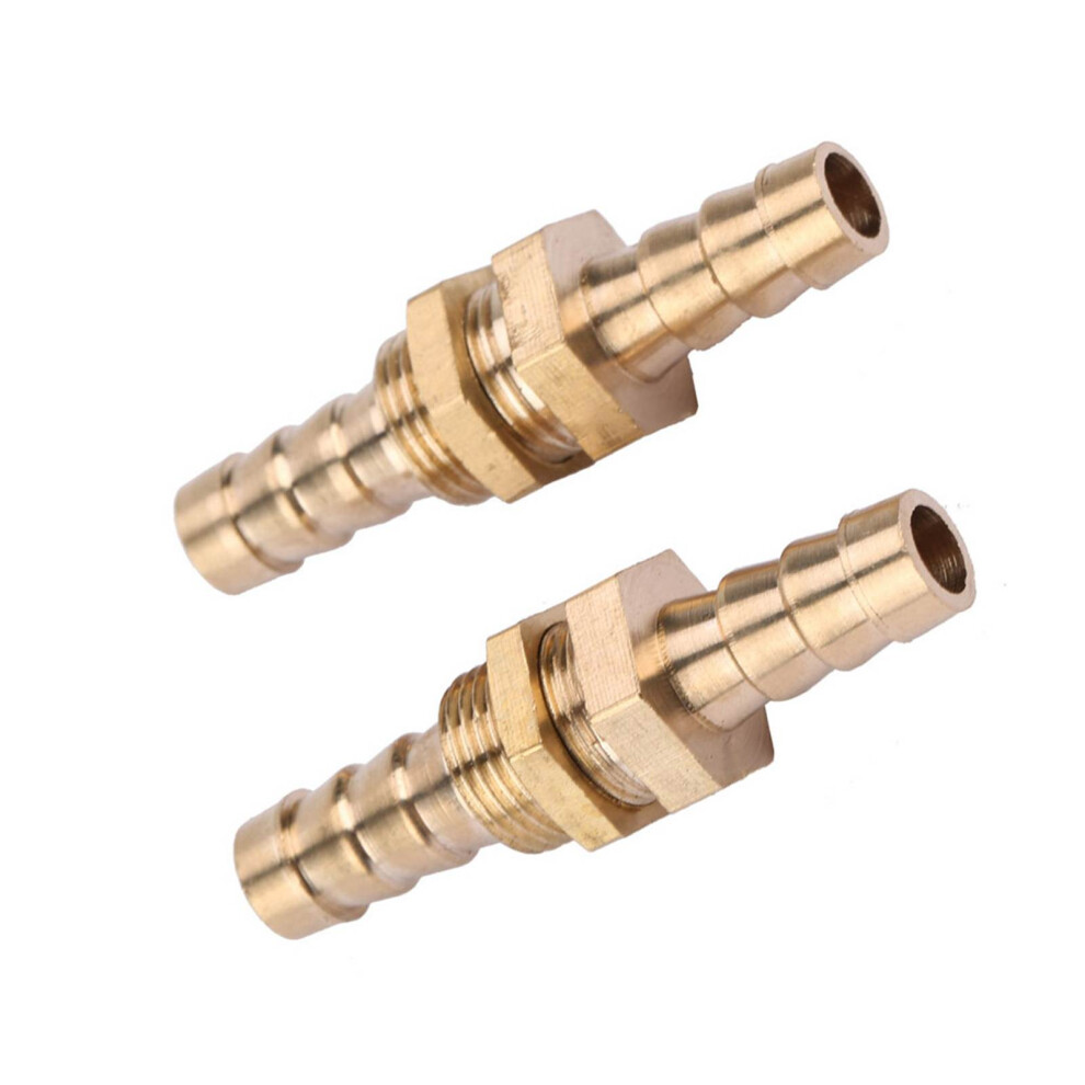 2 Pcs Brass Bulkhead Pipe Fitting Coupler Adapter 8Mm Hose Barb Connector 4961362596159