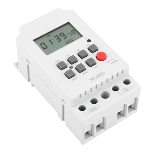 110V Digitaler programmierbarer Zeitschaltaktor mit großem Display, Weiß, 5,5*4,3*10cm