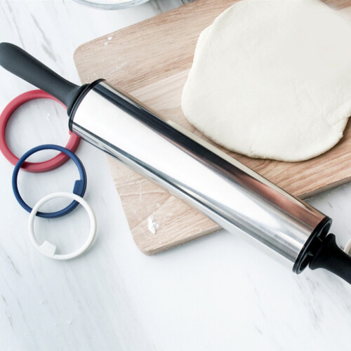 Σετ εργαλείων ψησίματος Gourmet, πλάστη ζύμης από ανοξείδωτο ατσάλι με σιλικονούχο 1
