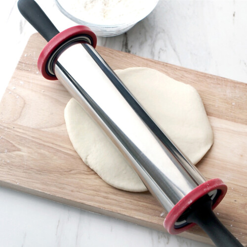 Σετ εργαλείων ψησίματος Gourmet, πλάστη ζύμης από ανοξείδωτο ατσάλι με σιλικονούχο 2