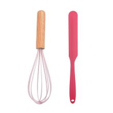 Keukengerei, handmatige eiermixer in ballonvorm met antiaanbaklaag, houten handvat, hittebestendig, comfortabele grip, voedselveilig, 2-delig