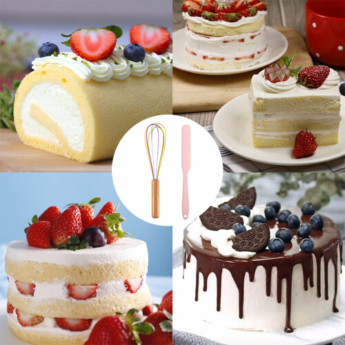 Αντικολλητικά σκεύη μαγειρέματος, σιλικονούχο σύρμα αυγών με ξύλινη λαβή, 1