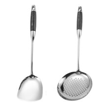 Žiaruvzdorné špachtle, špachtle na wok z nehrdzavejúcej ocele s ergonomickým dizajnom pre domáce reštaurácie, hotely, pikniky, varenie (2 ks)