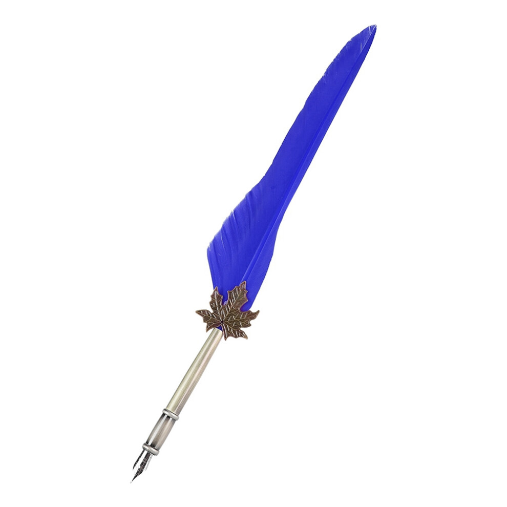 European Retro Feather Quill Pen Set With Ink Bottle, Blue 4921362597464