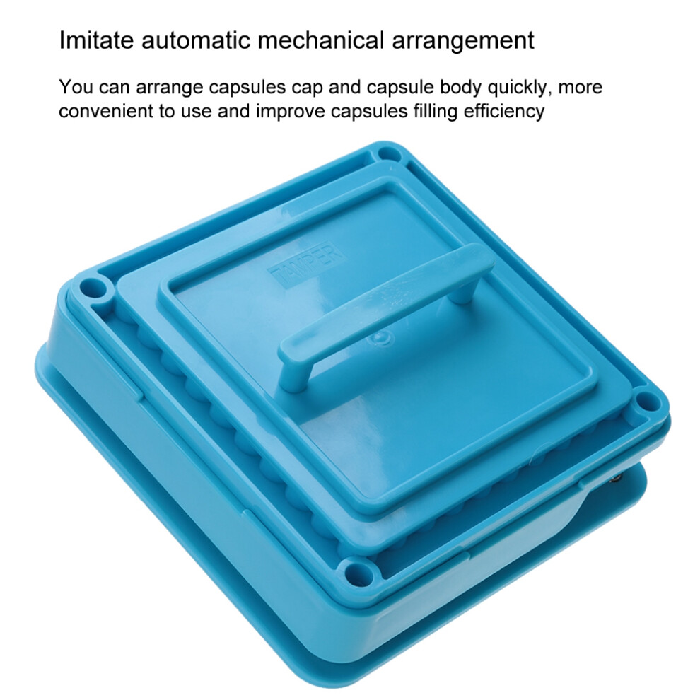 Blue 100 Holes Capsule Filler Powder Spreader Plate Kit For 00# Capsules