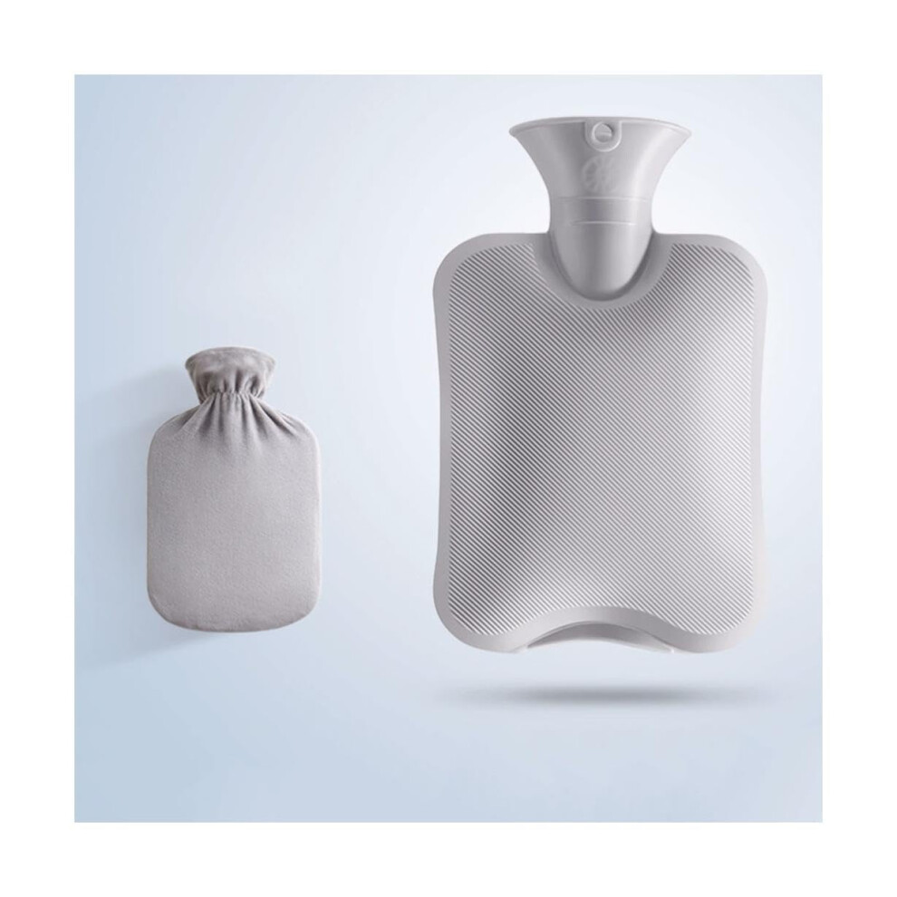 Hot water bottle with cover 2L hot water bag warm water bottle for bed plush hand warmer hot water bag for pain relief Cloth cover Grey