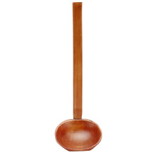 Langstieliger Holzlöffel für Suppen, Kochlöffel aus Naturholz mit Schildpattmuster auf der Rückseite, hochwertiges, lebensmittelechtes