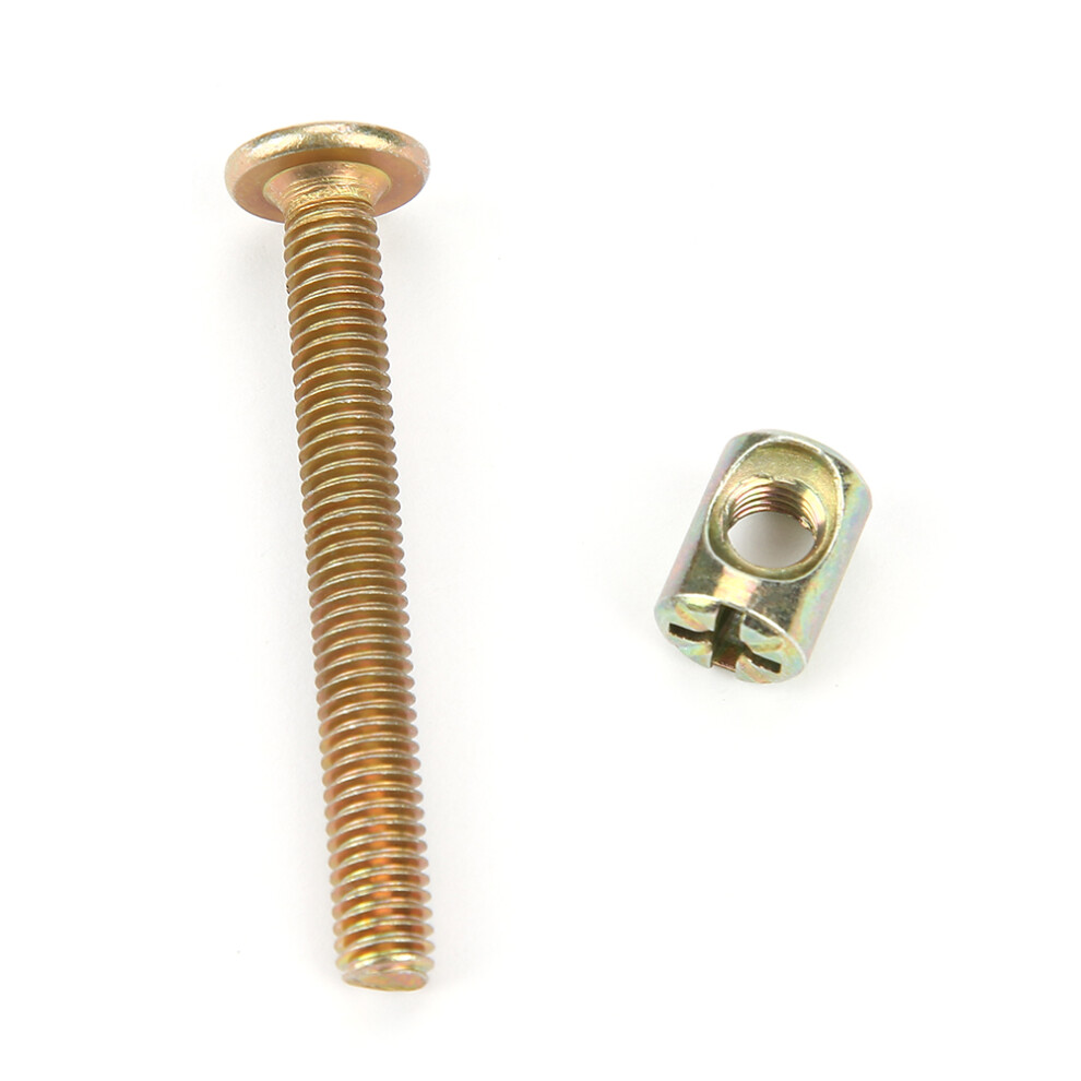 Strong M6 Carbon Steel 50Mm Furniture Bolts & 6Mm Barrel Nuts Fastener 7611362606422
