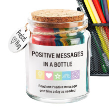 Positive Messages Jar - Affirmation Card Jar - Portable Motivational Supplies, Inspirational Cards for Adults Friends Family