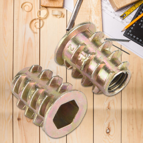 50Pcs M6x15 Zinc Alloy Hex Socket Insert Nuts for Woodworker Projects
