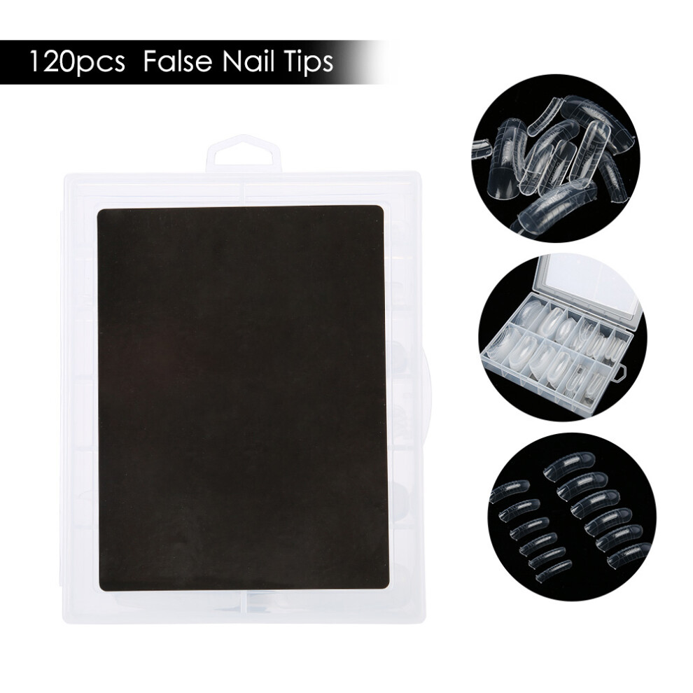 120pcs Transparent Full Cover False Nail Tips Extension Box 3#