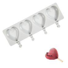 Forma de picolé em formato de coração para guloseimas caseiras, forma de silicone fácil de usar com tampa, design reutilizável e próprio para