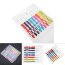 Handy 9 Stück Crochet-Häkelnadeln Set aus Aluminium, ergonomischer Kunststoffgriff (#2)
