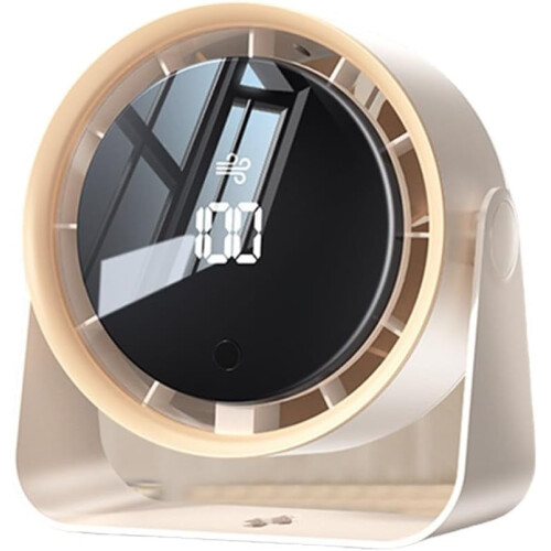 Circulating Mini Wallmounted Display Digital Twoinone Fan Desktop Small Fan (BEIGE 100 SPEED) 2