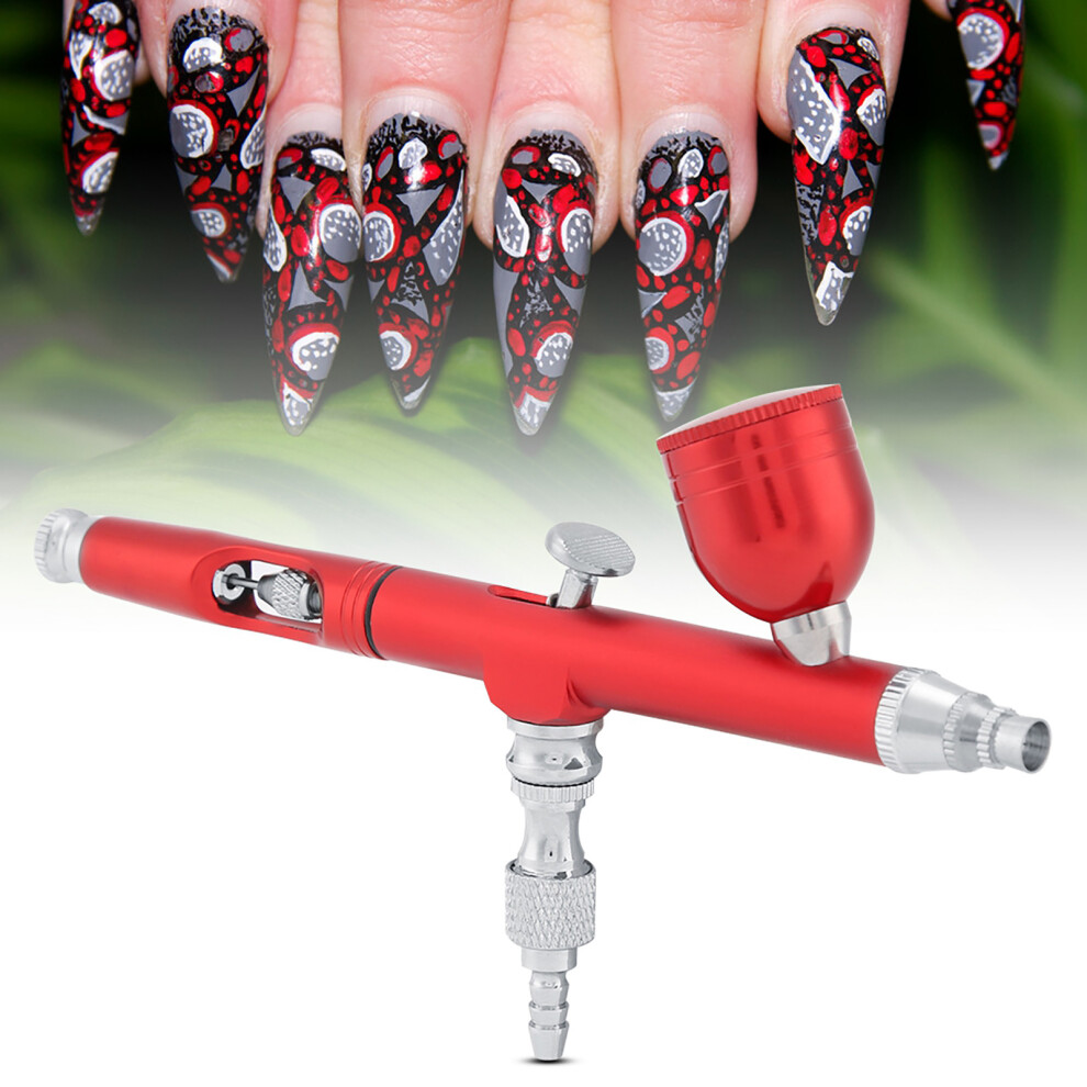 Dual Action Gravity Feed Airbrush Kit 0.3Mm For Art Nail Tattoo (Red) 8471362609248