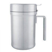 Recipiente para óleo em aço inoxidável, próprio para alimentos, com design de ranhura antirretorno, resistente à ferrugem, ideal para cozinhar