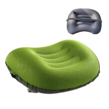 Outdoor Inflatable Camping Pillow Backpacking Printing TPU Soft For Neck Lumbar Support Ultralight Air Cushion Sleeping Gear(Green)