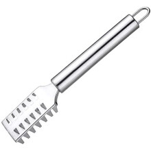 Squamatore per pesce compatto in acciaio inossidabile con comodo contenitore, design ergonomico per comfort e precisione, costruzione resistente per