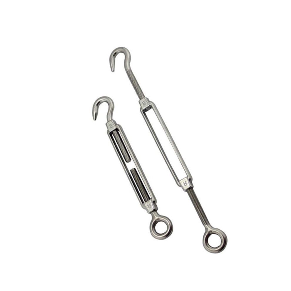 Turnbuckle Wire Tensioner 304 Stainless Steel M4-M12 Hook Eye Turnbuckle Wire Rope Tension Pack Of 2,4,10 Pcs Silver(M5) Onecolor M5 9105992172207