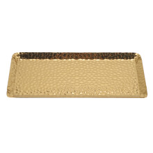 Servierplatte aus gehämmertem Edelstahl, dekoratives Aufbewahrungstablett mit elegantem Goldfinish, spülmaschinenfest, hochglanzpoliert, vielseitig