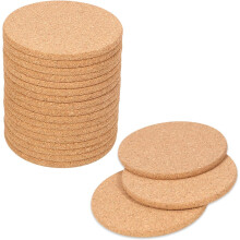Cork Coasters for Drink, Round Edges Moisture-Proof Flexible and Reusable Absorbent Heat Resistant Coasters for Home Restaurant Office, Perfect for Pr