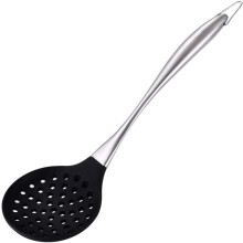 Hitzebeständiger Silikonspatel, langer Griff, geschlitztes Küchenutensil für antihaftbeschichtetes Kochgeschirr, ergonomisches Design für