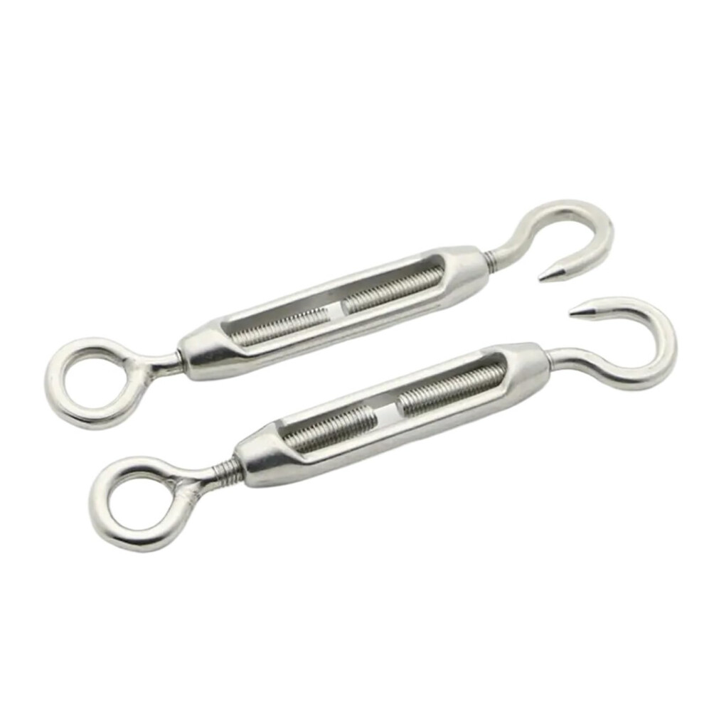 6Pcs Hooks & Eye Turnbuckle Wire Rope Tensioner M4/M5/M6/M8 304 Stainless Steel Tension Device Line Oc Oo Cc Type Adjustable For Garden Wire(M5) 9339159320600