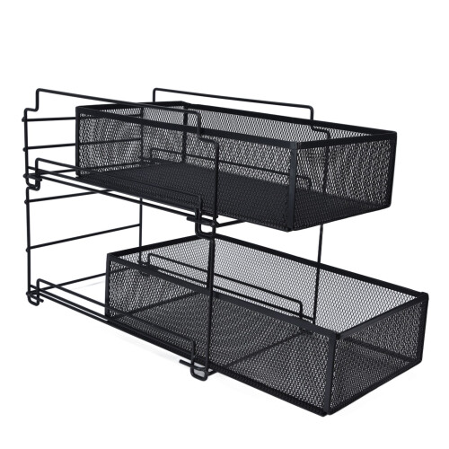 Οργανωτές ντουλαπιού και ράφι αποθήκευσης με διπλά ρουλεμάν, οργανωτής κάτω από 2
