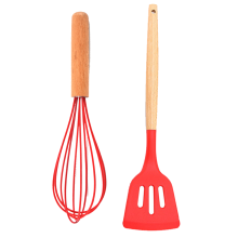 Vielseitiger Küchenhelfer, Schneebesen mit Holzgriff und hitzebeständigem Silikon, ideal zum Verrühren von Eiern, Soßen und zum Backen, leicht zu