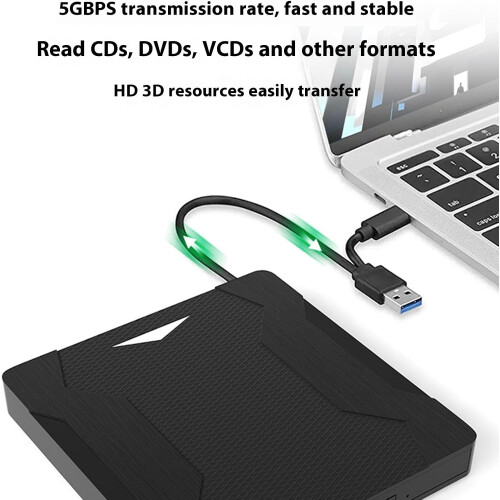 External Disk Burner Reader USB 3.0 4 in 1 Function Lightweight Disc Burner for Laptop Desktop Operating System External Disk Drive Wrap Top 1