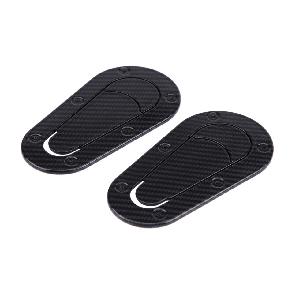 2Pcs Universal Car Bonnet Lock Stickers Carbon Fiber 13Cm Black 9361362613569