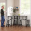 Homcom HOMCOM 6-Piece Industrial Bar Table Set, 2 Kitchen Tables with 4 Stools, Grey 9