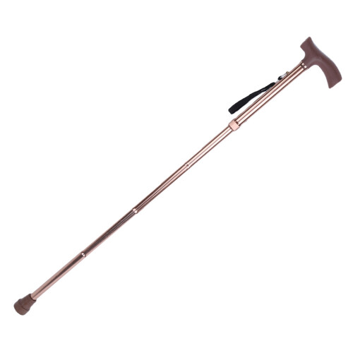 Alloy Foldable Elderly Safety Walking Stick, Adjustable Length, Bronze