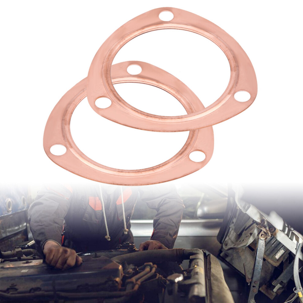 2Pcs 3In Copper Exhaust Gasket For Sbc Bbc 302 350 454 383 Reusable 9331362613715