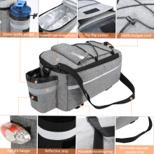 Isolierte Fahrradkoffer-Tasche 29x16x17 cm, wasserdicht, reflektierend, MTB-Träger Ablage