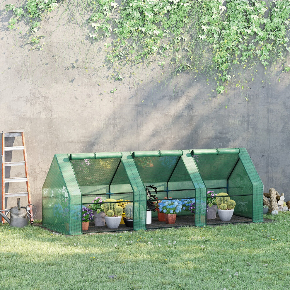 Outsunny Green 270 X 90 X 90 Cm Steel Frame Poly Tunnel Steeple House - Image 3