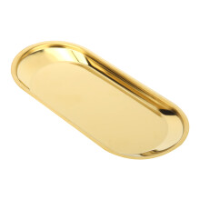 Dekoratives Tablett für Schminktisch und Küche, goldfarbenes Edelstahltablett mit elegantem Hochglanzfinish, klares und elegantes Design zur