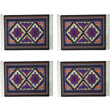 Wasbare stoffen muismat in Oosterse Perzische tapijtstijl, draagbaar, antislip, decoratieve bureauonderlegger (SET VAN 4, levendige kleuren)