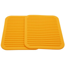 Hitzebeständige Silikon-Untersetzer, multifunktional für Arbeitsplatten und Tische, flexibel und leicht zusammenrollbar, orange, 2er-Set