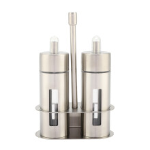 Auslaufsicheres Ölspender-Set, leicht zu befüllende Olivenölkaraffe aus Edelstahl mit Ständer, multifunktionales Gewürzglas für Küche und