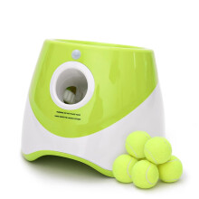 Automatic Ball Launcher with Tennis Balls, Adjustable Distance Thrower for Interactive Fetch Play with Small and Medium Dogs