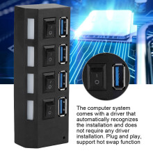 High-Speed USB 3.0 4-Port Hub Switch Erweiterung mit Netzteil, Schwarz