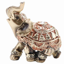 Goldene Elefanten Feng Shui Statue Skulptur Wohlstandsgeschenk Wohnaccessoire 10cm