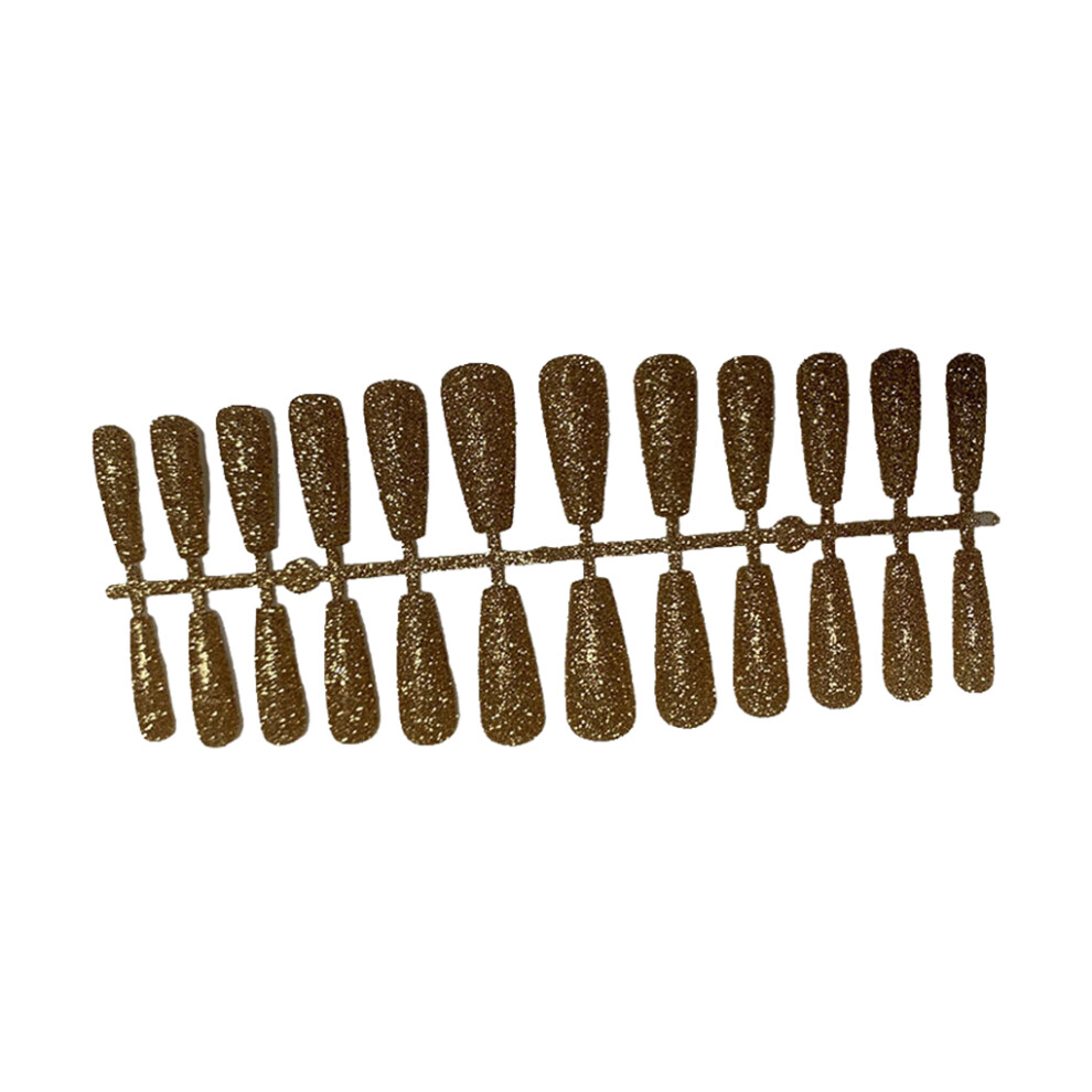 Gold (Gold) 24 Pieces False Nails Shimmering Powder Artificial Nail Tips Manicure