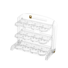 Soporte para huevos por gravedad, material transparente, diseño autoenrollable, organizador de huevos plegable para refrigerador o encimera (24