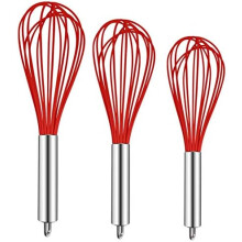 Silikon-Schneebesen-Set mit Edelstahlkern, 3-teilig, Regenbogen-Kollektion, für antihaftbeschichtetes Kochgeschirr, hitzebeständig bis 250 C,