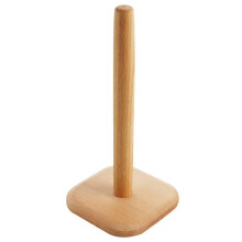 Suporte sofisticado para papel-toalha, com base quadrada em madeira de faia que oferece estabilidade. A cor natural da madeira traz um toque da