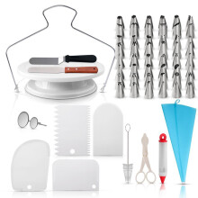Kit de décoration de gâteaux professionnel, ensemble complet de 88 pièces avec plateau tournant, 24 douilles à pâtisserie, spatules, racloirs,